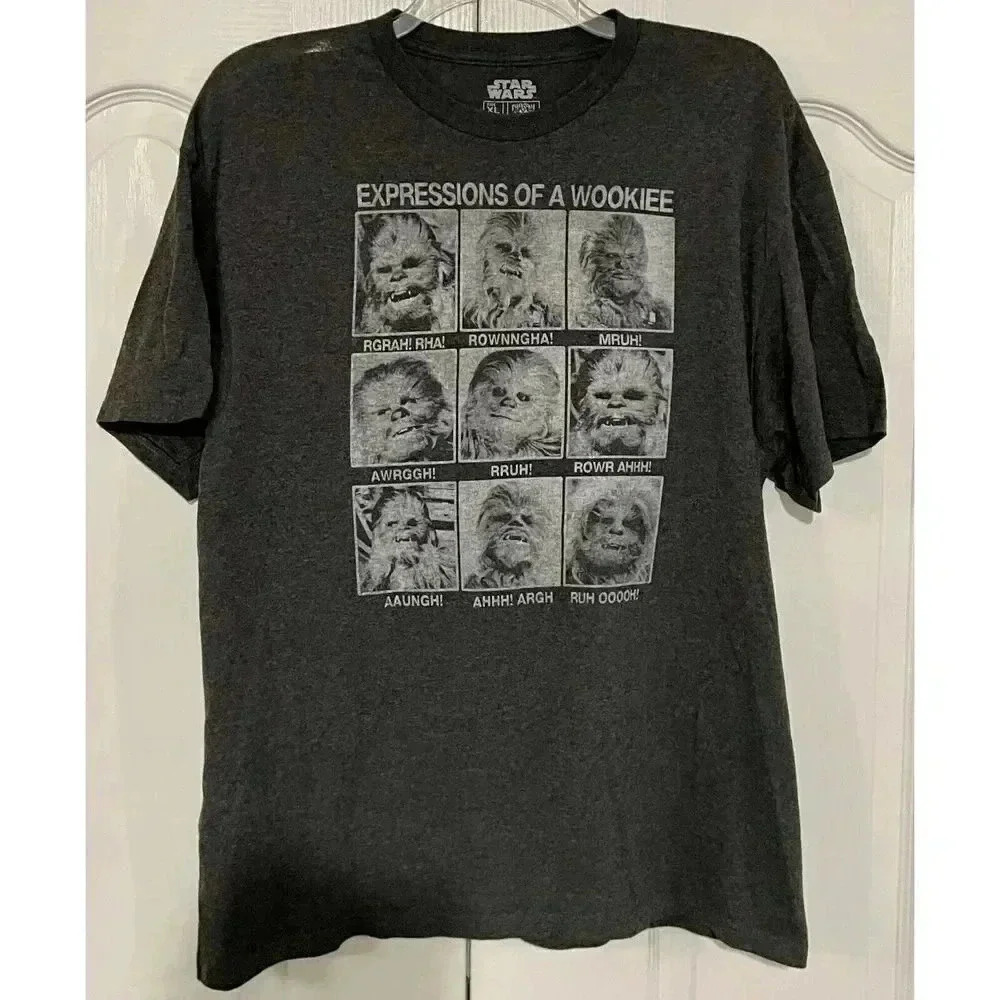 Star Wars Expressions of A Wookiee Chewbacca Retro T-Shirt Men’s Size XL Gray